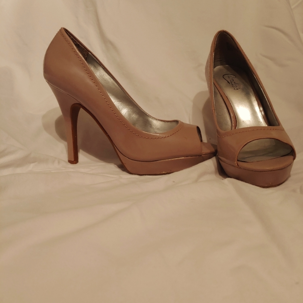 Candies Platform Pumps in Nude